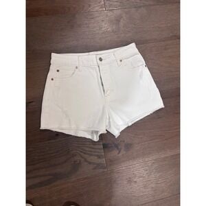 Goldie Blues White High Rise Cheeky Shortie Distressed Denim Shorts Size 6